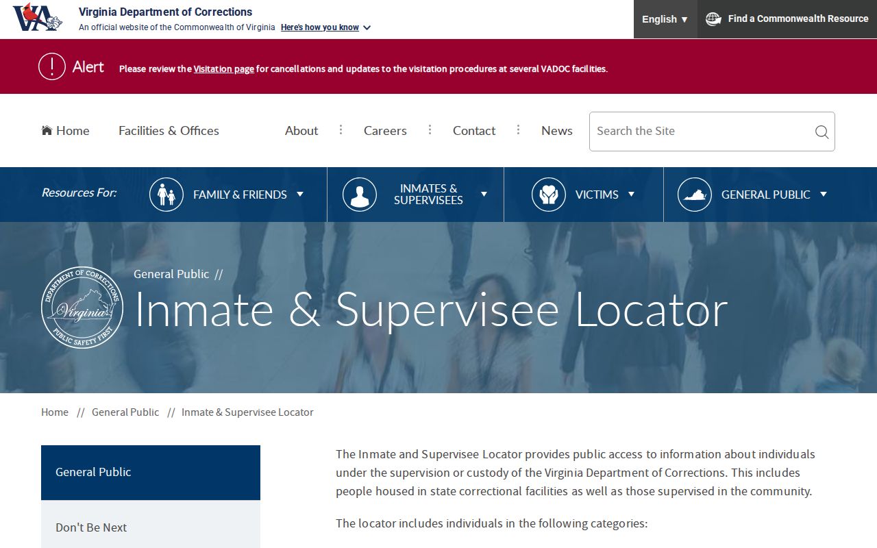 VADOC locator for Sussex County state prisoner release records
